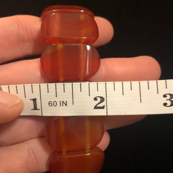 Chunky Vintage Reddish Amber Orange Beaded Bracelet - Picture 9 of 9